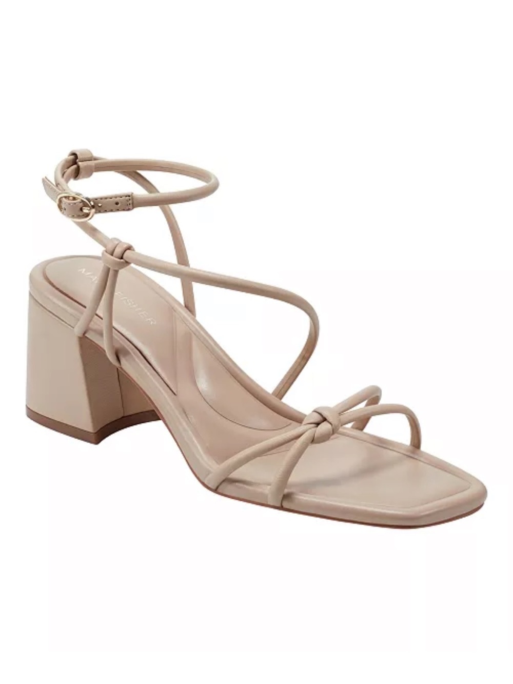 Marc Fisher Beige Strappy Block Heel Sandals